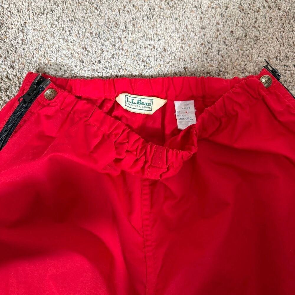 L.L. Bean Mens Full Side Zip Red Hiking Climbing  Nylon Windbreaker Pant Medium - Picture 4 of 7